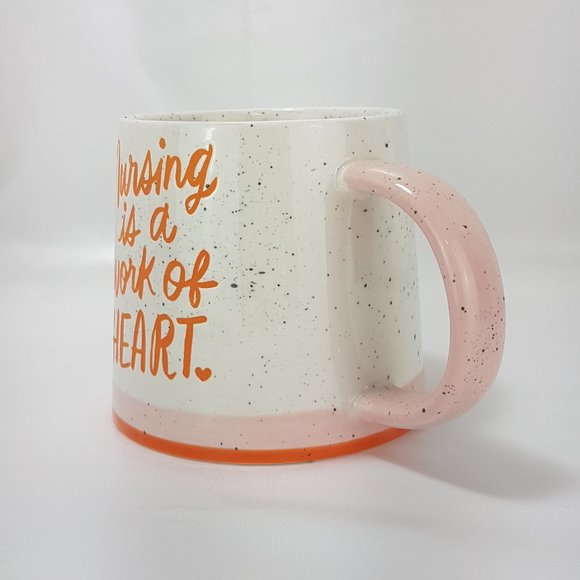 HALLMARK Statement Mug Teacup Nursing is a Work of Heart Quote Pink Orange - Picture 3 of 15